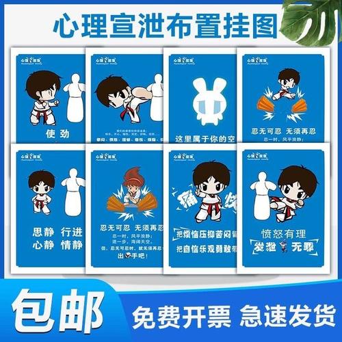 心理宣泄掛圖 學校心理宣泄室裝飾圖墻貼畫 心理健康教育咨詢室專用